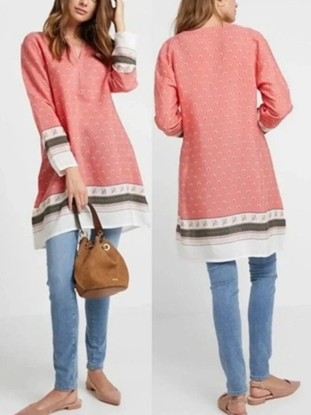 Masai Pink Viscose Tunika Tunic Blouse Dress Graphic Print NEW Small Womens Top